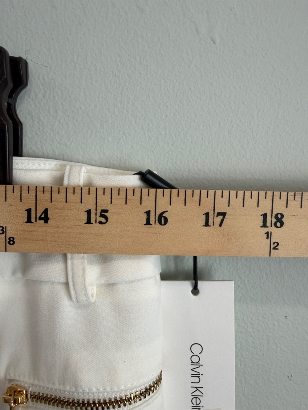 Calvin Klein White Ponte Pull-On Pants with Gold Zipper Accents - Picture 9 of 11